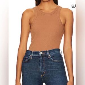 Agolde | Women’s‎ Tan/Light Brown Ribbed Crewneck Bailey Sleevesless Tank Top, S